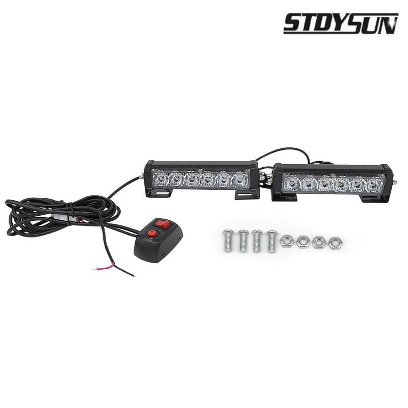STDYSUN LED Emergency Strobe Lights Bar 2Pcs Red Blue Change White Double Color Warning Police Grille Lights Bar Surface Mount Fit for Motorcycle POV Utility Construction Vehicle and Tow Truck Van - Image 2